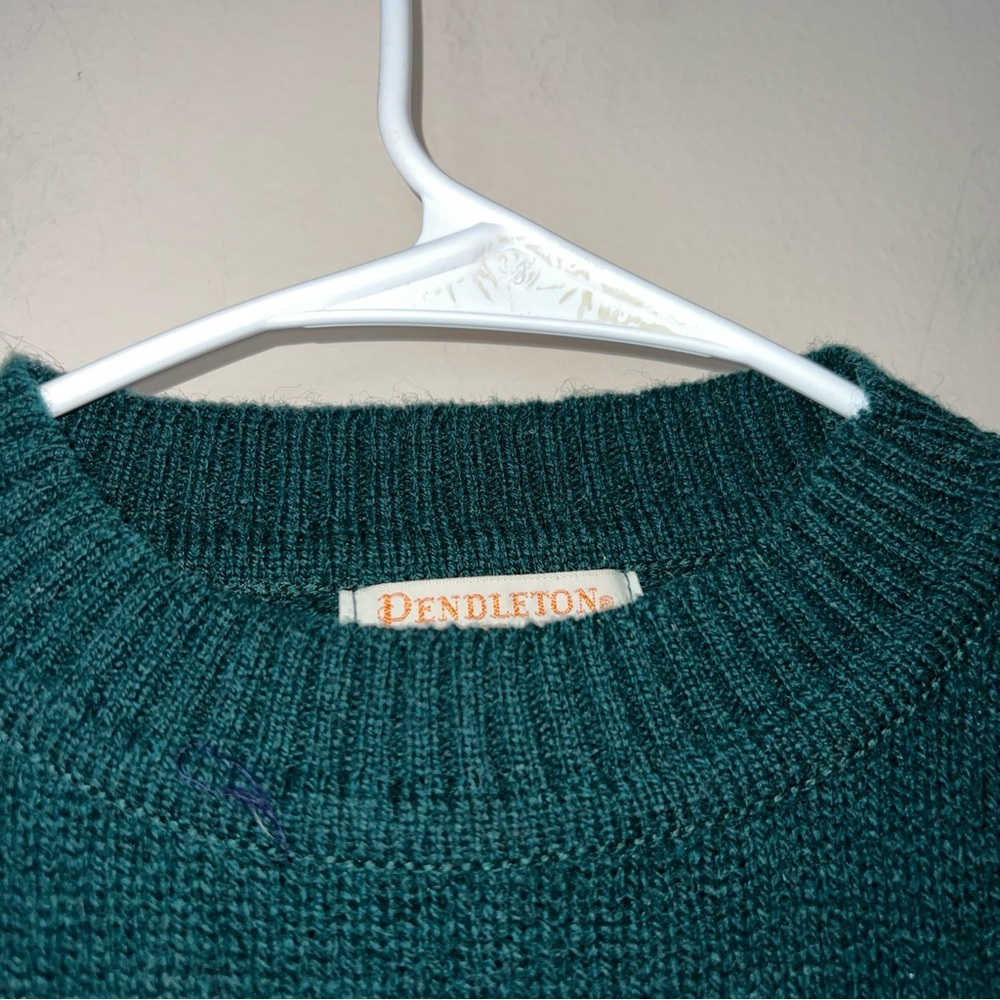 Vintage Pendleton Virgin Wool Green Pull Over Swe… - image 4